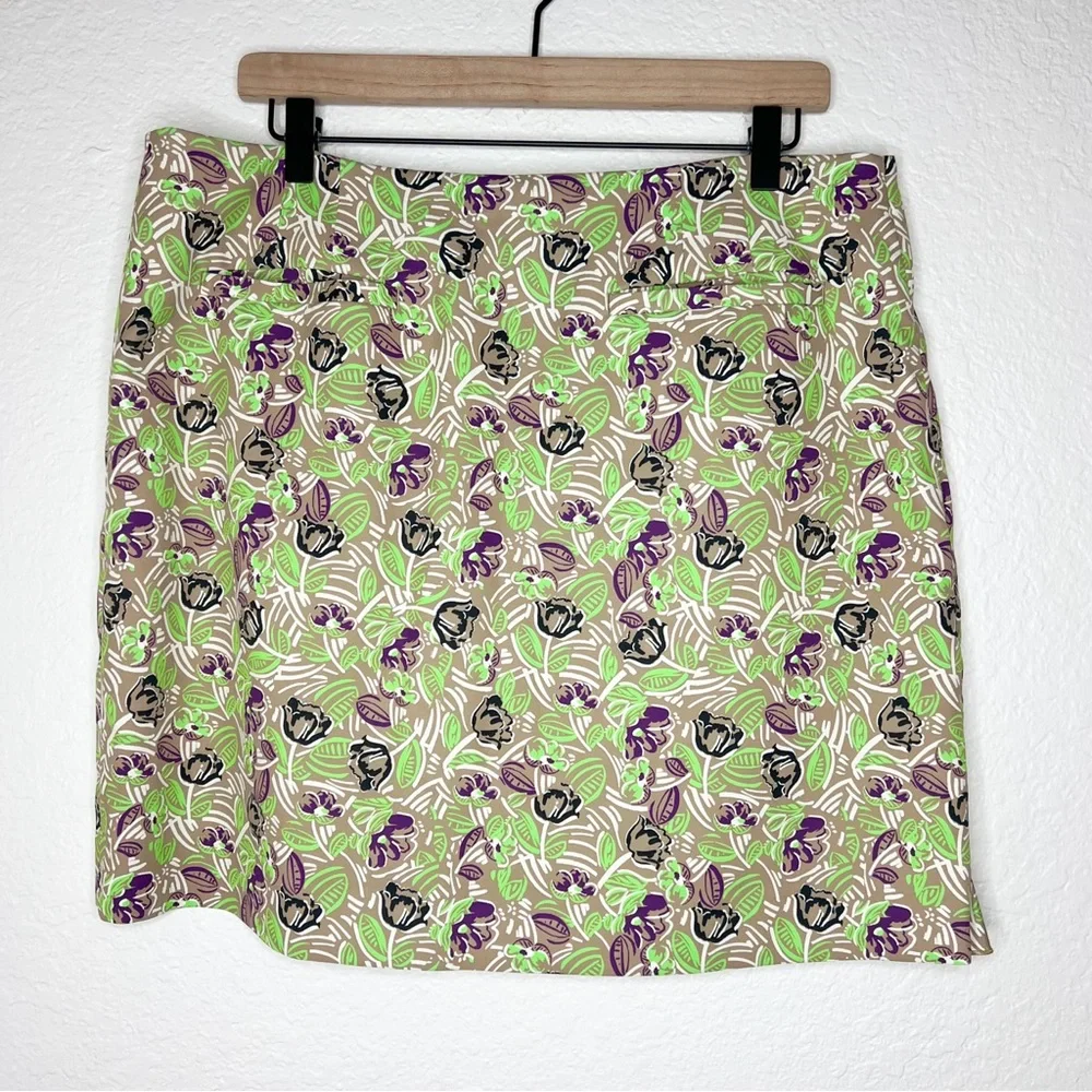 Tory Burch Performance Golf Skirt Floral Ruffle Snap Built In Shorts size 12